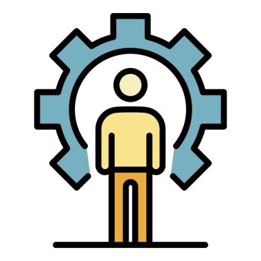 Dişli Adam işe alma simgesi renk ana hatları vektörü