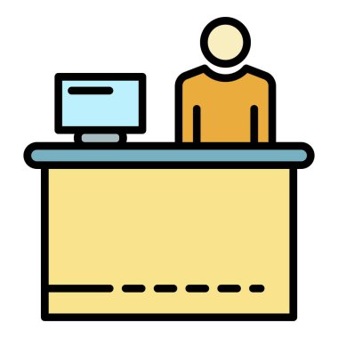 Şirket üye alma simgesi renk ana hatları vektörü