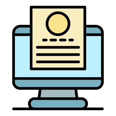Dosya bilgisayarı işe alma simgesi renk ana hatları vektörü