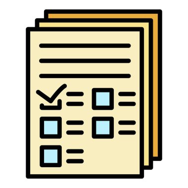 İşe alım belgeleri simgesi renk ana hatları vektörü