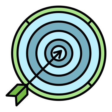 İş hedef simgesi renk ana hatları vektörü