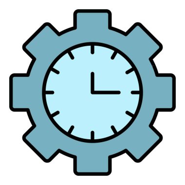 Zaman iş vites simgesi renk ana hatları vektörü