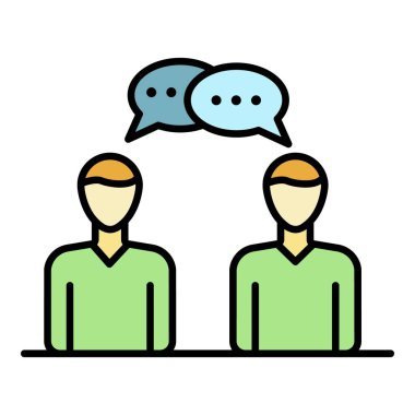 Sohbet simgesi renk ana hatlarıyla tanışan insanlar