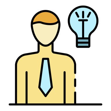 İş fikri simgesi renk ana hatları vektörü