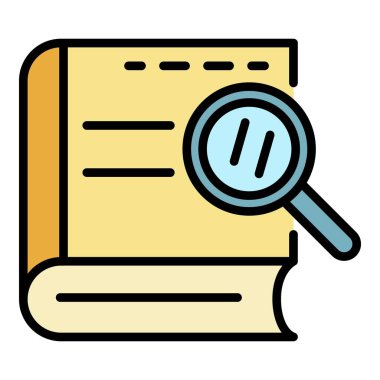 Kitap arama simgesi renk ana hatları vektörü