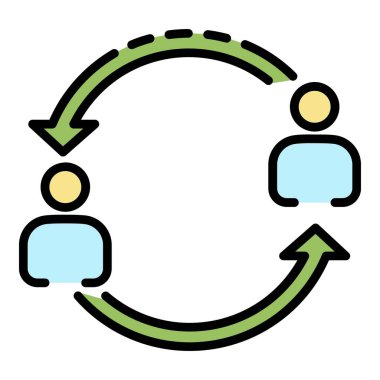 Birbirinize simge rengi ana hatları vektöründe yardım edin