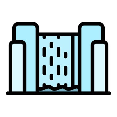 Kaya şelalesi simgesi renk ana hatları vektörü