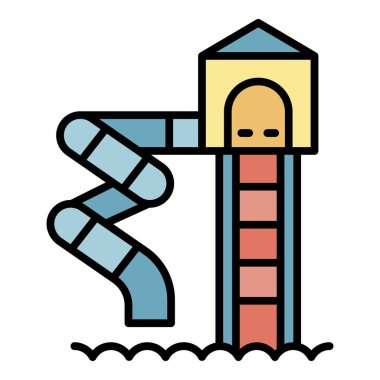 Su sarmalı kaydırma simgesi renk ana hatları vektörü