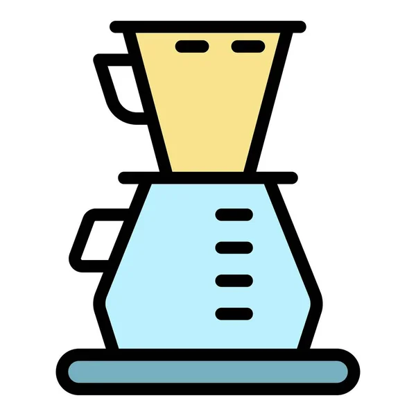 Klassieke koffiefilter pictogram kleur overzicht vector — Stockvector