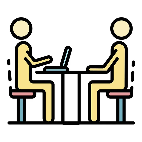 Recruitment meeting icon color outline vector - Stok Vektor