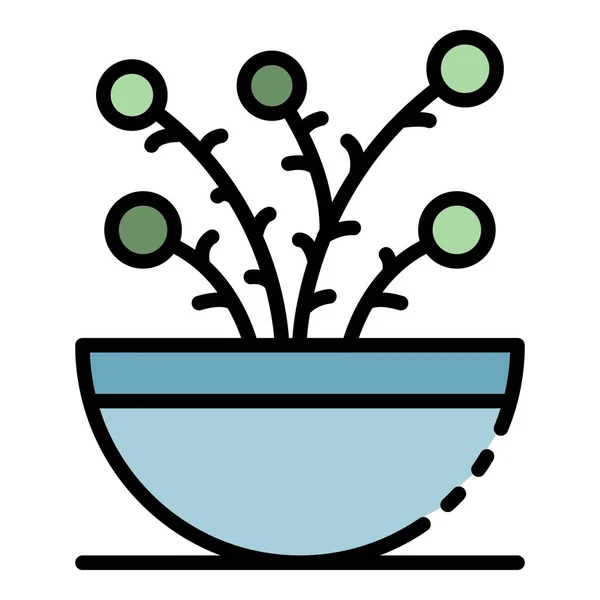 観葉植物のアイコンカラーアウトラインベクトル — ストックベクタ