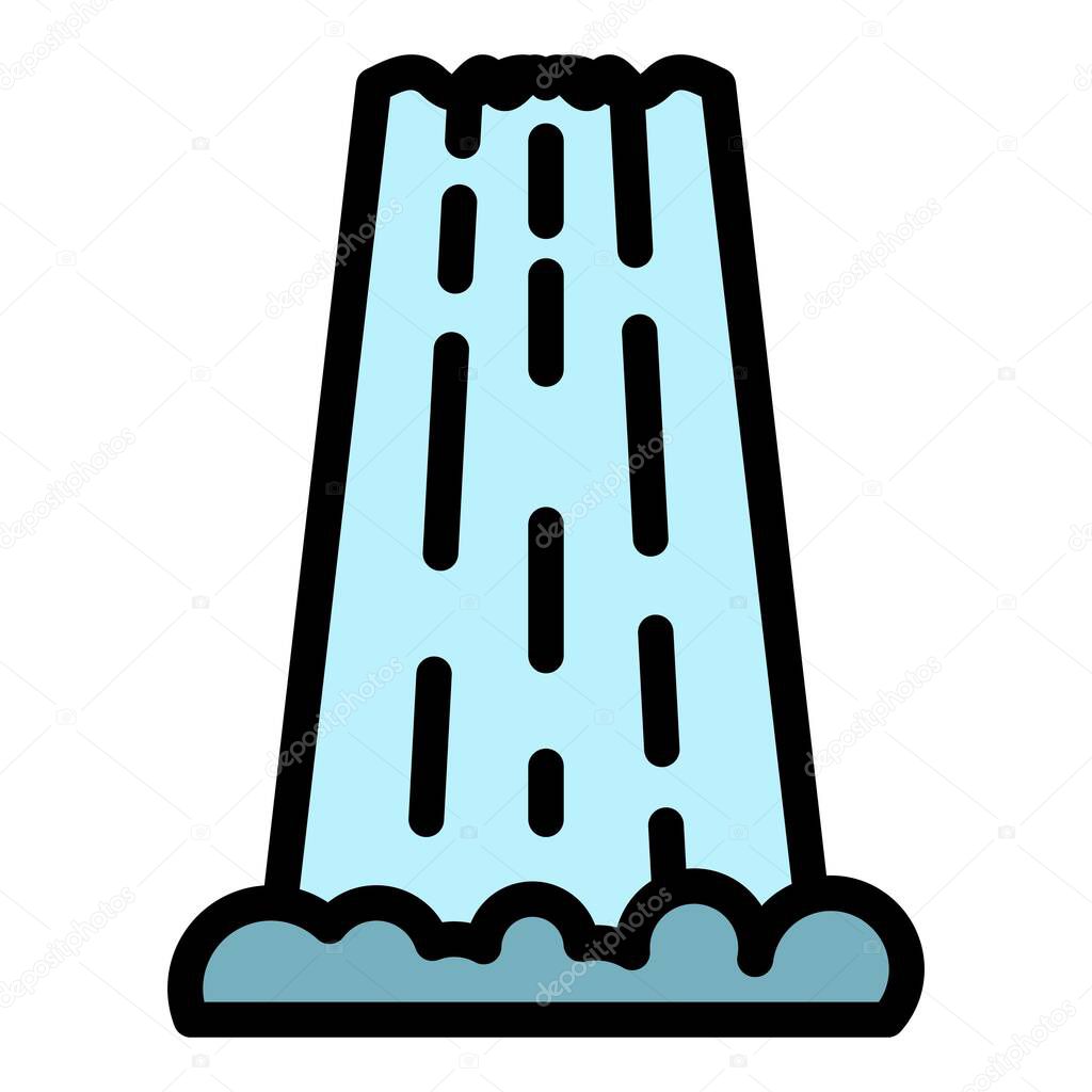Waterfall icon. Outline waterfall vector icon color flat isolated