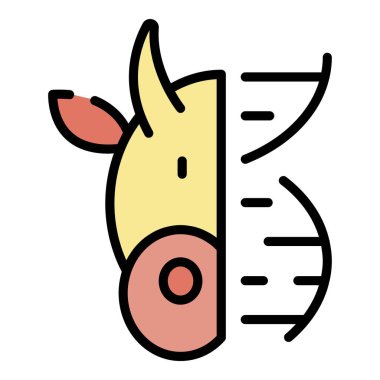 Hayvan DNA simgesi renk ana hatları vektörü