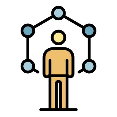 İnsan genetik kod simgesi renk dış hat vektörü