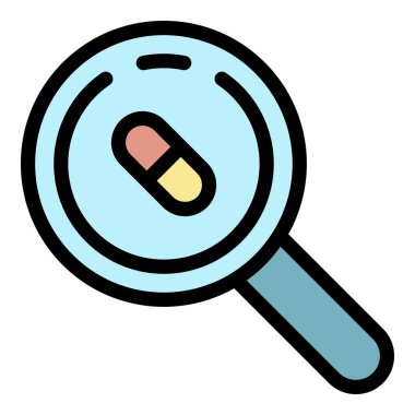 Büyüteç simgesi renk ana hatları vektörü altında kapsül