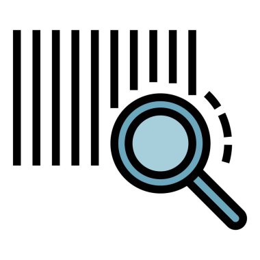 Barkod ve büyütme cam simgesi renk çizgisi vektörü