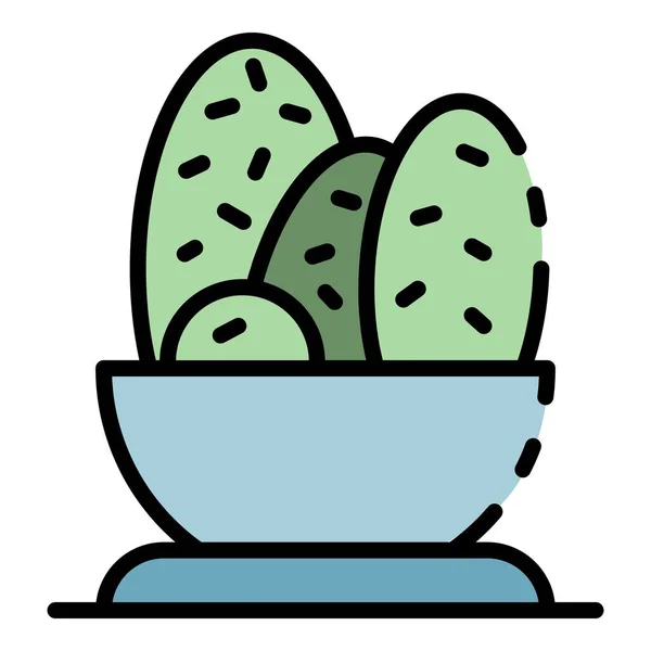 Room cactus pot icon color outline vector — Stock Vector