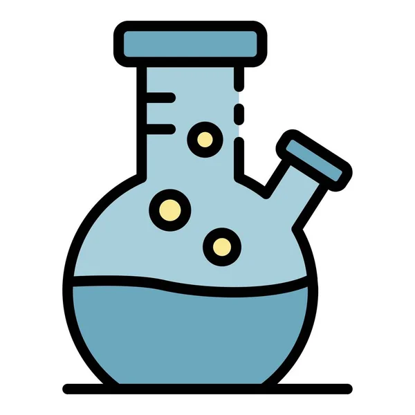 Kolba laboratoryjna ikona koloru zarys wektor — Wektor stockowy