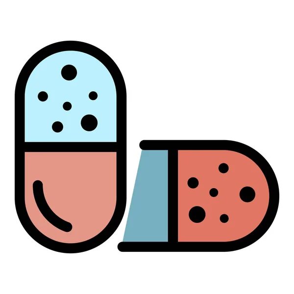 Twee capsules pictogram kleur omtrek vector — Stockvector