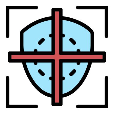 Yüz tanıma simgesi renk ana hatları vektörü