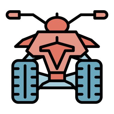 Dörtlü bisiklet simgesi renk ana hatları vektörünün arkası