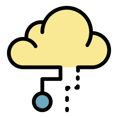 5G bulut teknolojisi simgesi renk ana hatları vektörü