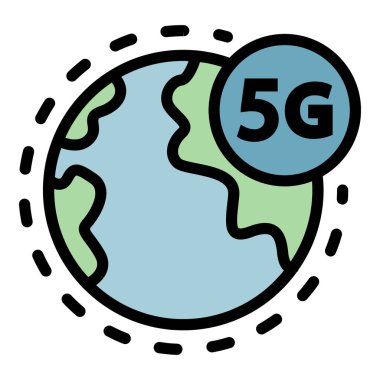 Gezegendeki 5G simgesi renk ana hatları