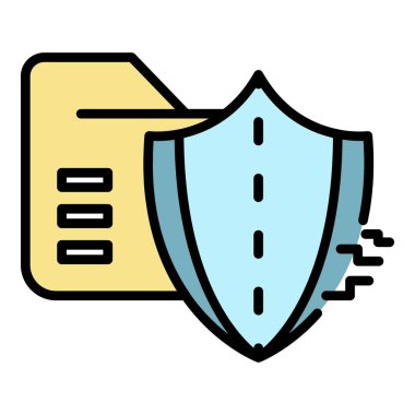 Güvenlik duvarı simgesi renk ana hatlarına siber saldırı