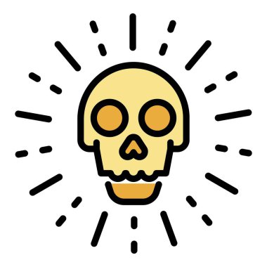 Ani siber saldırı simgesi renk ana hatları vektörü