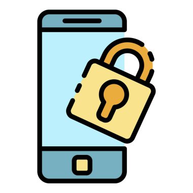 Hacker akıllı telefon koruma simgesi renk ana hatları vektörü