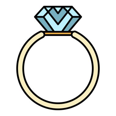 Gemstone halka simgesi renk ana hatları vektörü