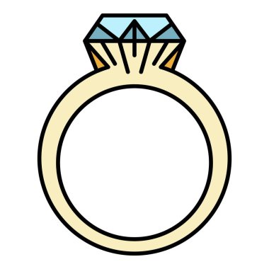 Rhinestone halka simgesi renk ana hatları vektörü