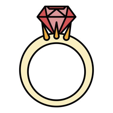 Mücevher simgesi renk ana hatlı altın yüzük