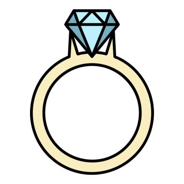 Elmas simgesi renk ana hatlı altın yüzük