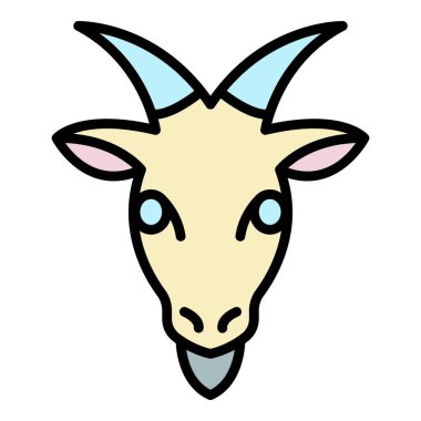 Komik keçi simgesi renk ana hatları vektörü