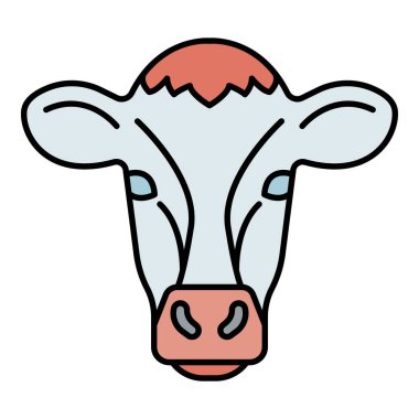 İnek başlığı renk ana hatları vektörü