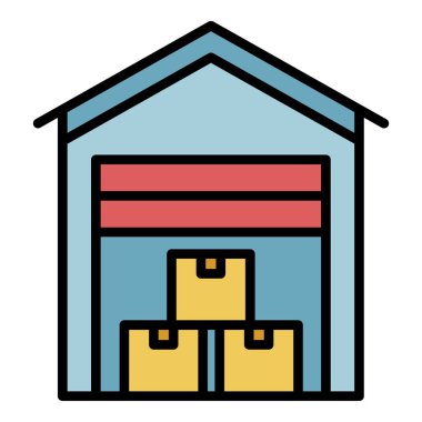 Örtülü dışa aktarım ikonu renk ana hatları vektörü