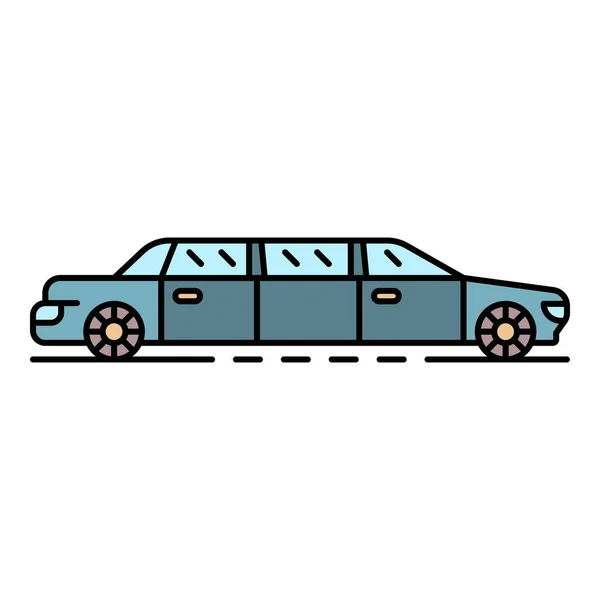 Limousine Auto Symbol Farbe Umrissvektor — Stockvektor