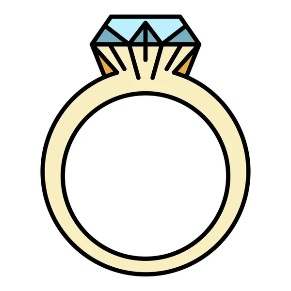 Barevný vektor obrysu ikony prstence Rhinestone — Stockový vektor