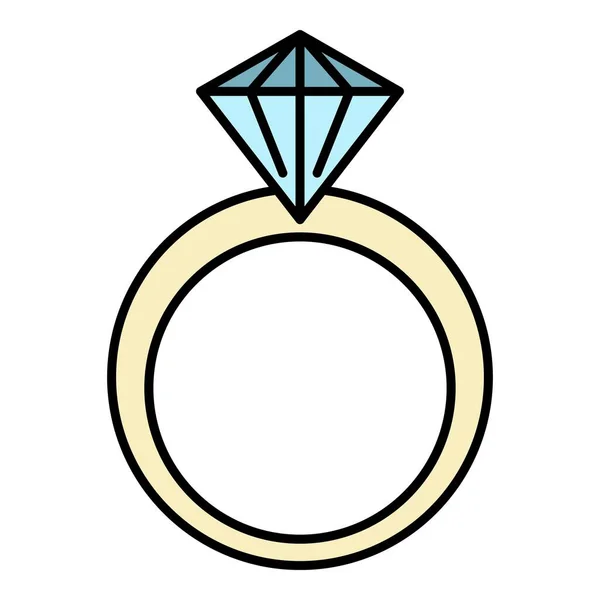 Klasický vektor barev ikon diamantového prstenu — Stockový vektor