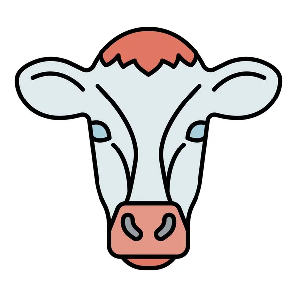 Vache tête icône couleur contour vecteur — Image vectorielle