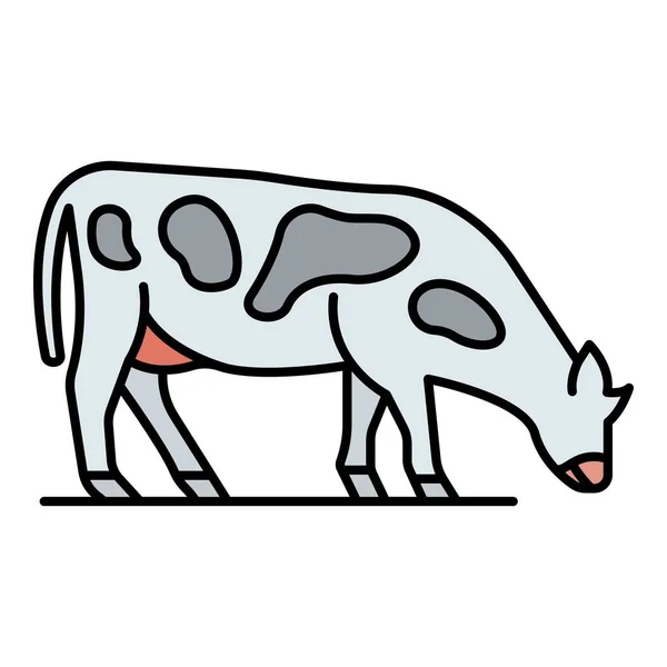 Vaca comer hierba icono color contorno vector — Archivo Imágenes Vectoriales