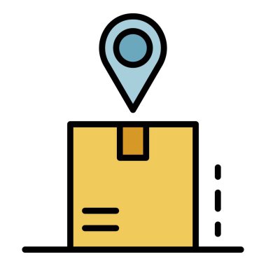 Paket izleme simgesi renk ana hatları vektörü