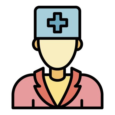 Doktor simgesi rengi dış hat vektörü