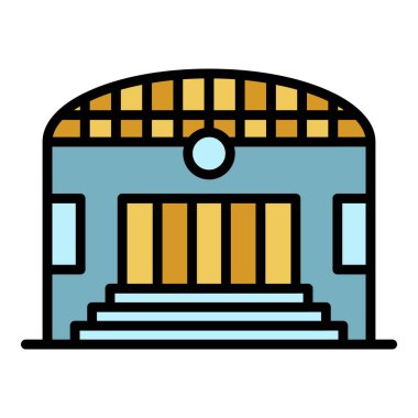 Tren istasyonu simgesi renk ana hatları vektörü