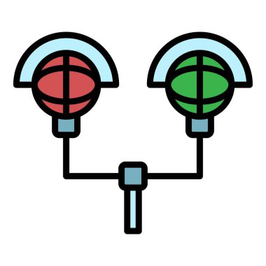 Demiryolu trafik ışıkları simgesi renk ana hatları vektörü