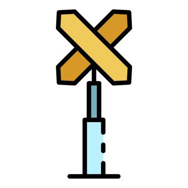 Demiryolu kesişim işareti simgesi renk dış hat vektörü