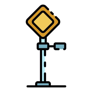 Demiryolu simgesi renk ana hatları vektörü