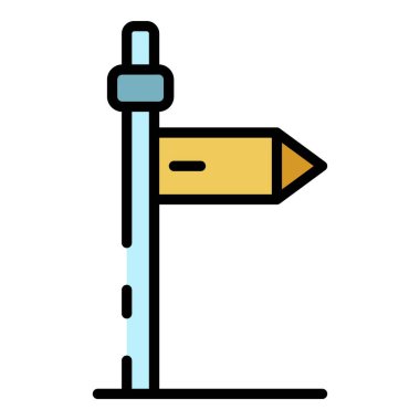 Demiryolu istasyonu isim simgesi renk ana hatları vektörü