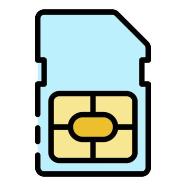 Telefon kartı simgesi renk ana hatları vektörü